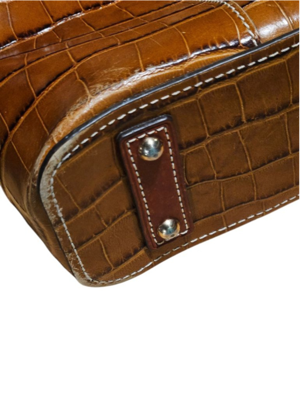 Dooney & Bourke Brown Croc Embossed Leather Tote Bag - Picture 5 of 16